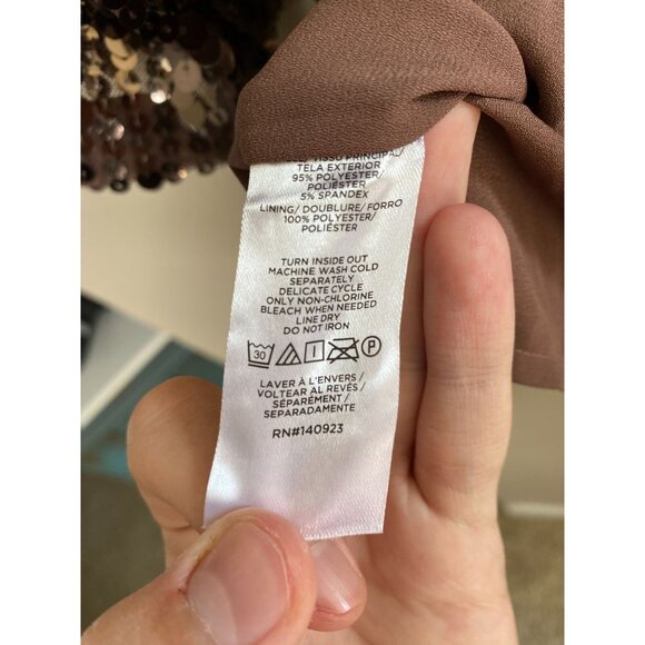 Loft Womens Brown Short Sleeve Sequin Top Sparkle‎ Bronze Polyester Blend XS - Picture 3 of 6